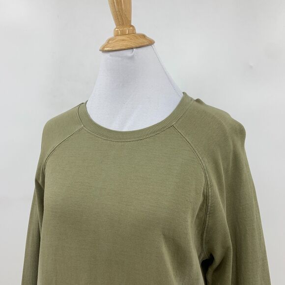 Athleta Sundown Dip Dye Shirt Womens XS Moss Beige Round Neck Raglan Long Sleeve - Picture 3 of 15